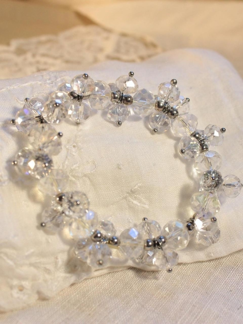 Fairycore Y2K Crystal Beaded Stretchy Cluster Bracelet